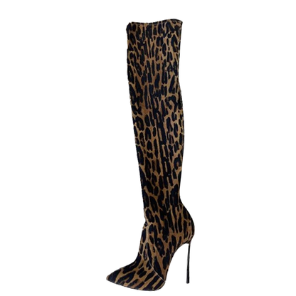 Funki Findz | Boots | Women's Leopard Print Over-Knee Boots