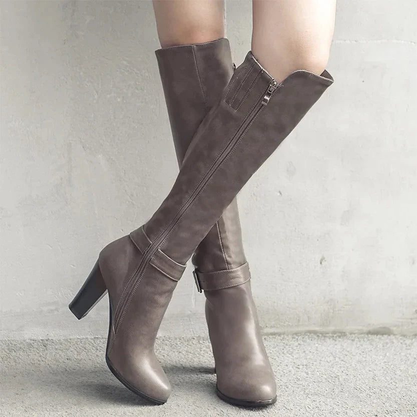 Funki Findz | Boots | Women's High Block Heeled Pull On Boots