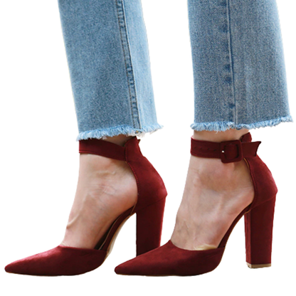 Funki Findz | Shoes | Women's High Block Heel Flock Party Shoe