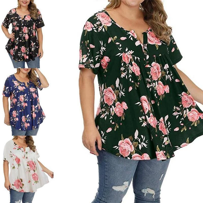 Funki Findz | Shirts | Women's Plus Floral Print Loose Fit Shirts