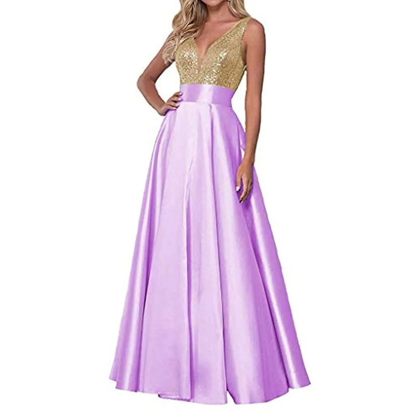 Funki Findz | Dresses | Women's Satin Sequin Evening Dress