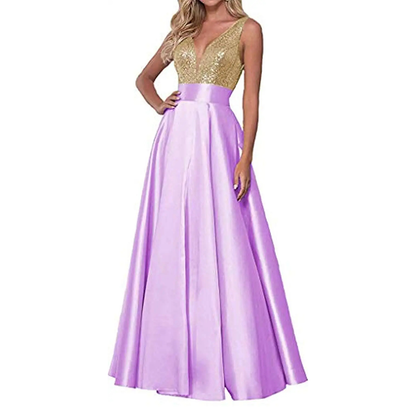 Funki Findz | Dresses | Women's Satin Sequin Evening Dress