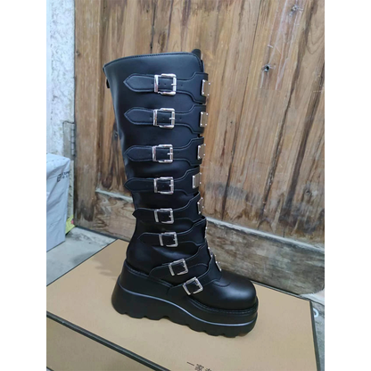 Funki Findz | Boots | Women's Punk Buckle Strap Platform Boots
