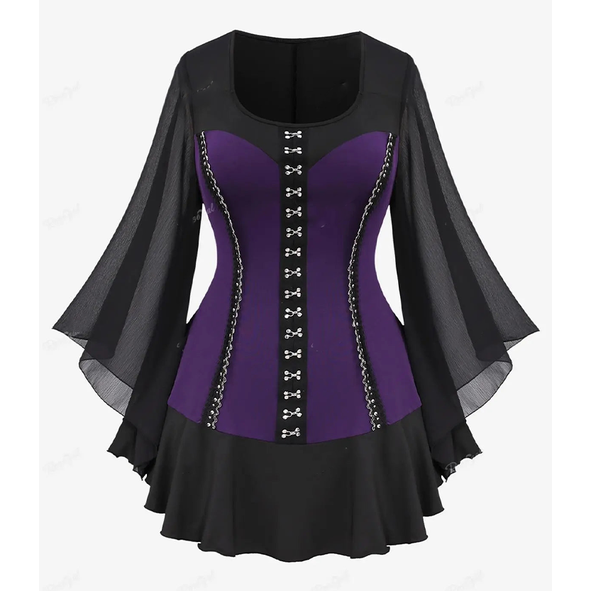 Funki Findz | Shirts | Women's Gothic Lace Flared Sleeves Shirts