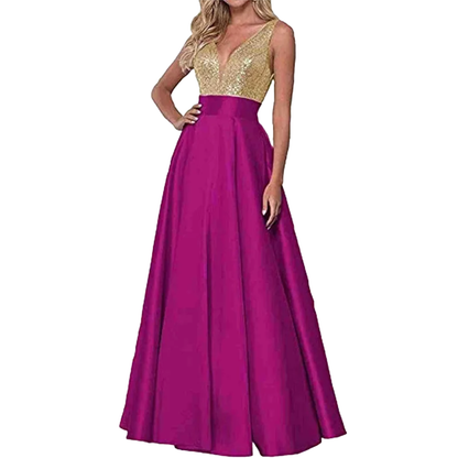 Funki Findz | Dresses | Women's Satin Sequin Evening Dress