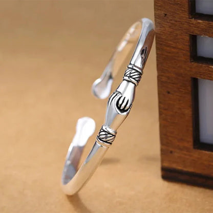 Funki Findz | Bracelets | Men's Women's Silver Hand Hug Bangle
