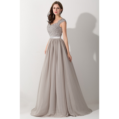 Funki Findz | Dresses | Women's Long Chiffon Satin Lace Dress