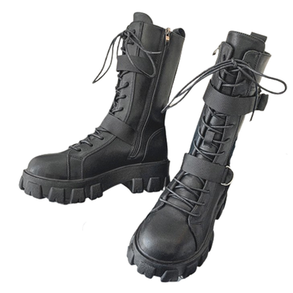 Funki Findz | Boots | Women's Lace-Up Combat Boots Biker Boot