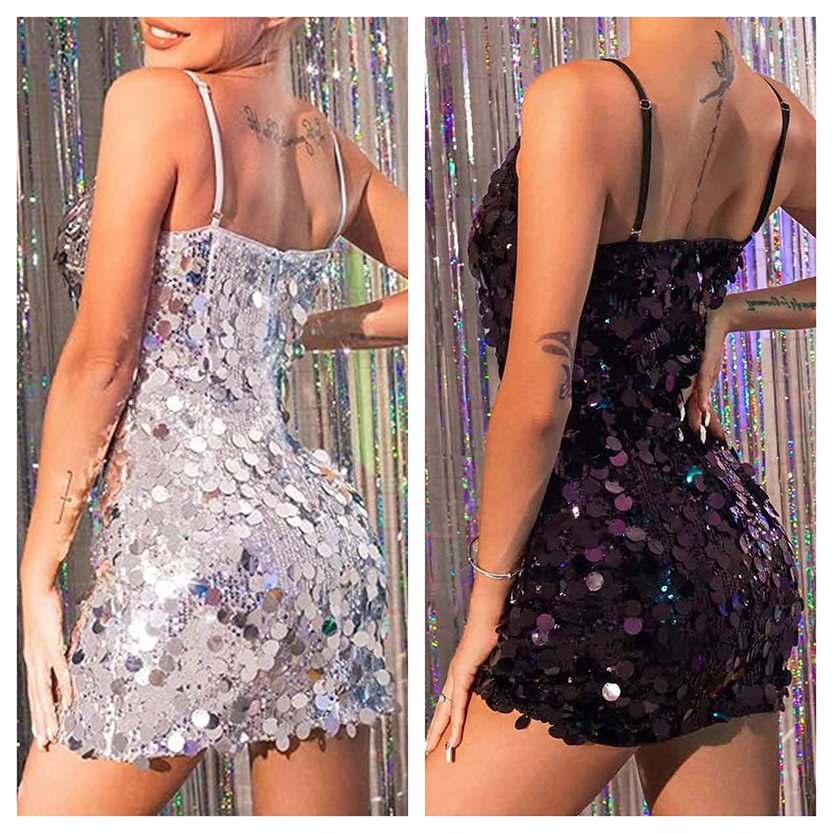 Funki Findz | Dresses | Women's Sparkly Sequin Sling Mini Dress