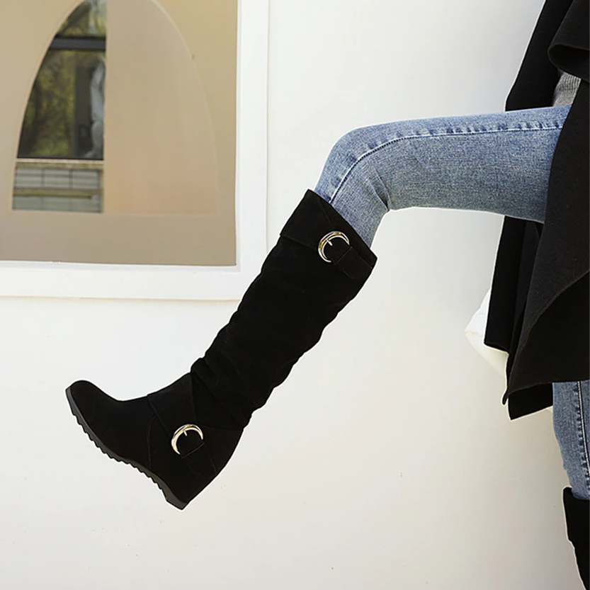Funki Findz | Boots | Women's Mid-Calf Suede Wedge Boot