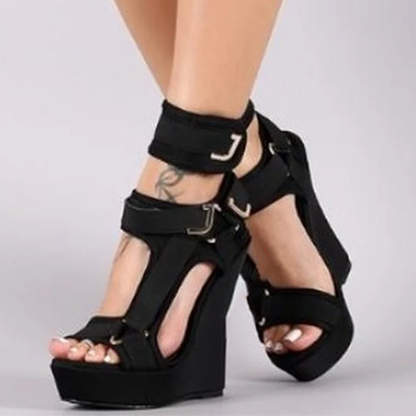 Funki Findz | Shoes | Women's High Buckle Strap Wedge Sandal