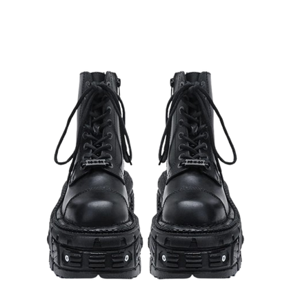 Funki Findz | Boots | Women's Leather Dark Punk Lace Up Boot