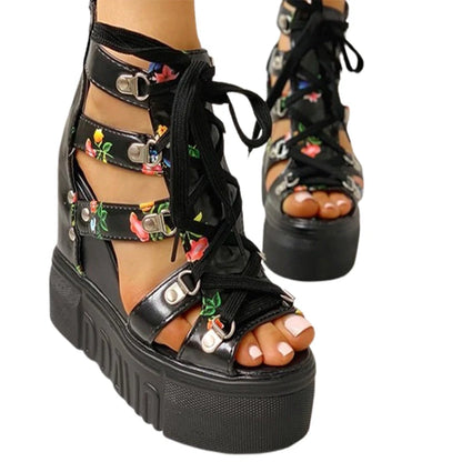 Funki Findz | Shoes | Women's Strappy Platform Wedge Shoes