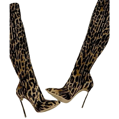 Funki Findz | Boots | Women's Leopard Print Over-Knee Boots