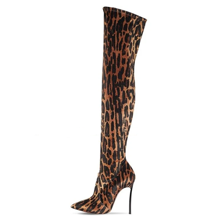 Funki Findz | Boots | Women's Leopard Print Over-Knee Boots