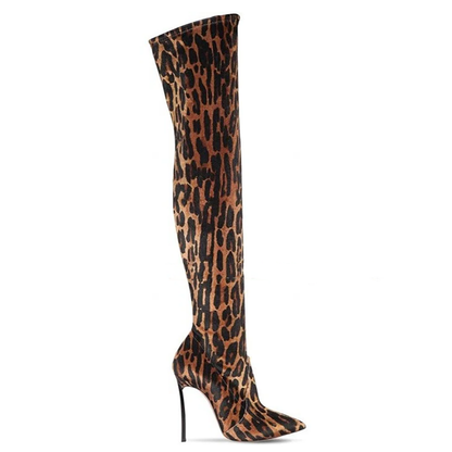 Funki Findz | Boots | Women's Leopard Print Over-Knee Boots