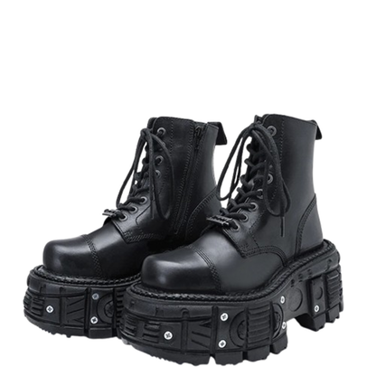 Funki Findz | Boots | Women's Leather Dark Punk Lace Up Boot