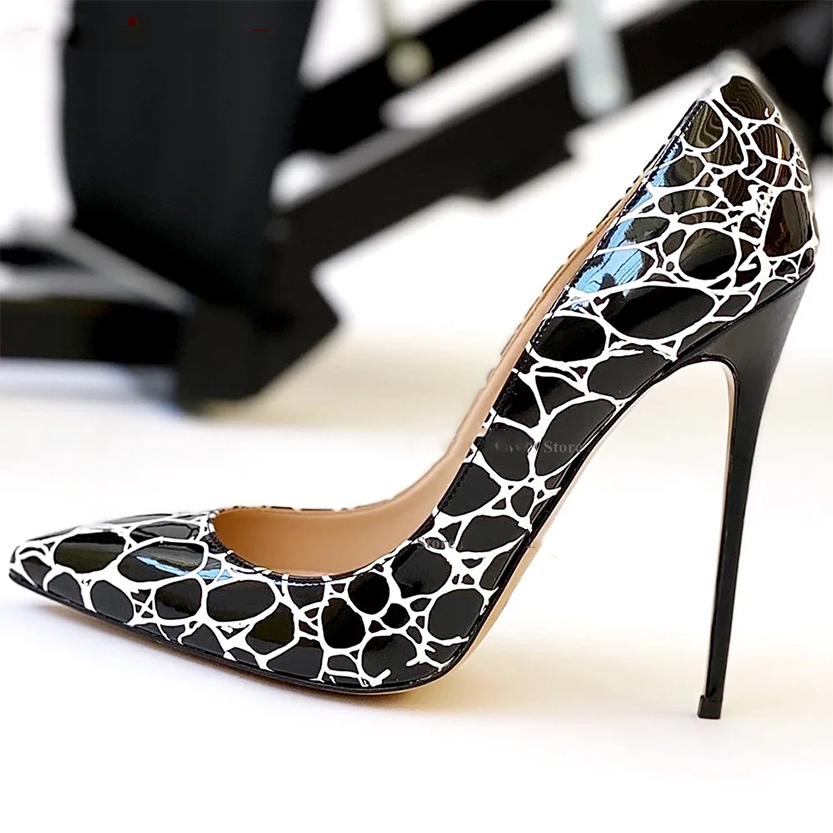 Funki Findz | Shoes | Women's Patent Leather Oval Pattern Stilettos