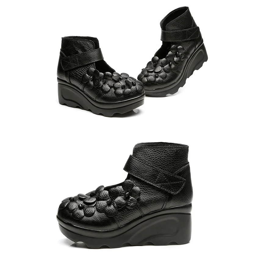 Funki Findz | Shoes | Women's Cute Red Flower Leather Wedges