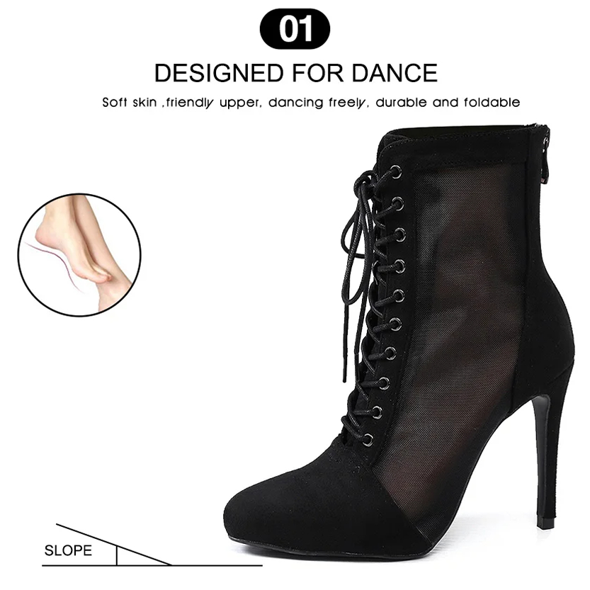 Funki Findz | Boots | Women's Mesh Stiletto Latin Dance Boots