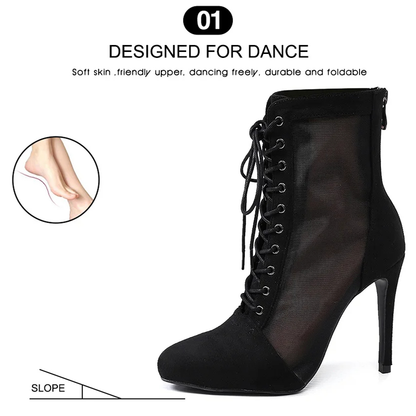 Funki Findz | Boots | Women's Mesh Stiletto Latin Dance Boots