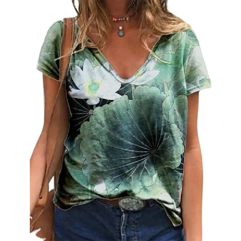 Funki Findz | Shirts | Women's Floral Print V-Neck Tunic Top | 6XL
