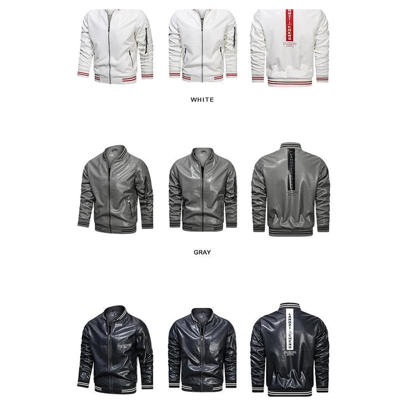 Funki Findz | Jackets | Men's Casual PU Leather Racer Jacket