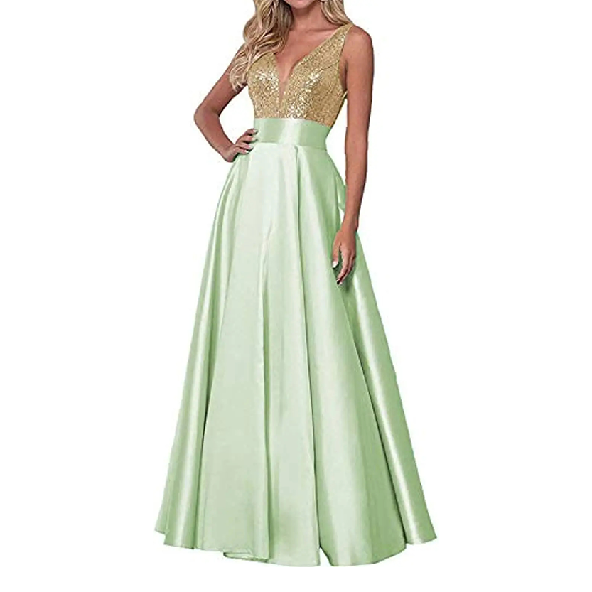 Funki Findz | Dresses | Women's Satin Sequin Evening Dress