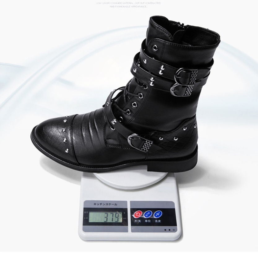 Funki Findz | Boots | Men's Leather Lace Up Buckle Strap Boots