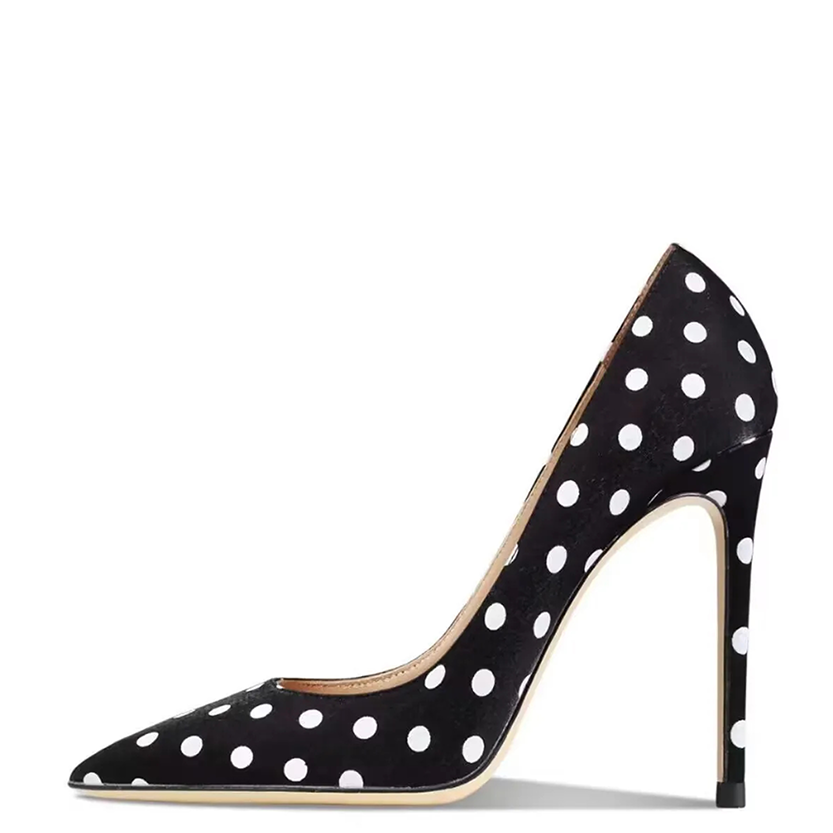 Funki Findz | Shoes | Women's Silk Polka Dot Pointed Toe Heels
