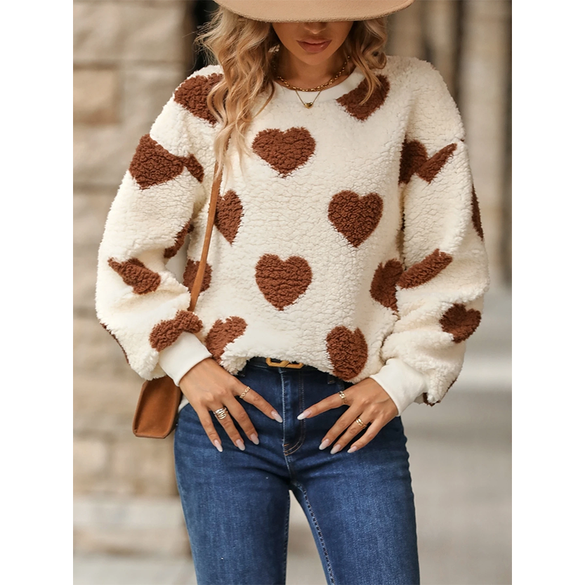 Funki Findz | Sweaters | Women's Fuzzy Heart Winter Sweatshirt