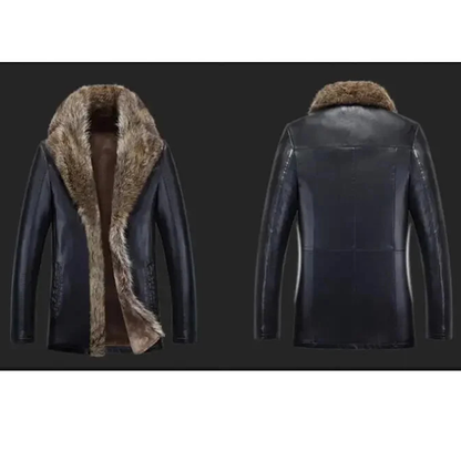 Funki Findz | Jackets | Men's Real Leather Warm Fur Collar Coat