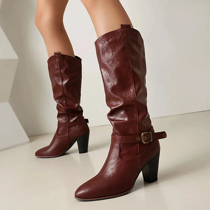 Funki Findz | Boots | Women's Pull On High Block Heeled Boots