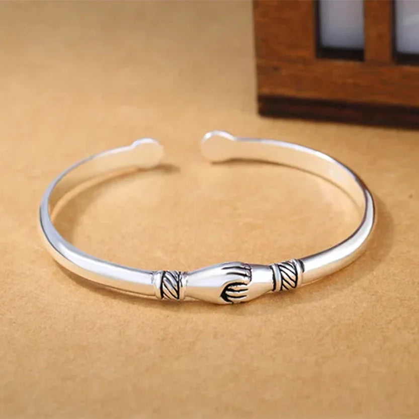 Funki Findz | Bracelets | Men's Women's Silver Hand Hug Bangle
