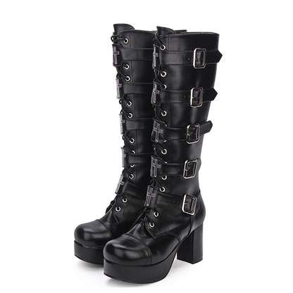 Funki Findz | Boots | Women's Punk Cross and Buckle Strap Boot