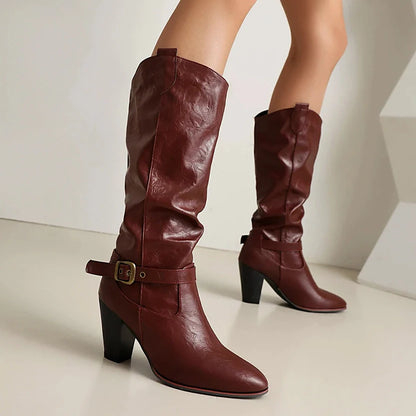 Funki Findz | Boots | Women's Pull On High Block Heeled Boots