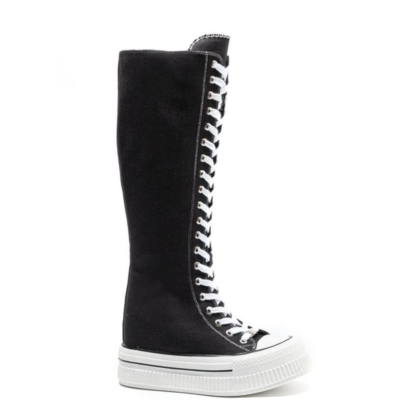 Funki Findz | Boots | Women's Lace Up Knee High Canvas Boots