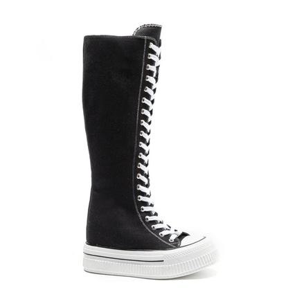 Funki Findz | Boots | Women's Lace Up Knee High Canvas Boots