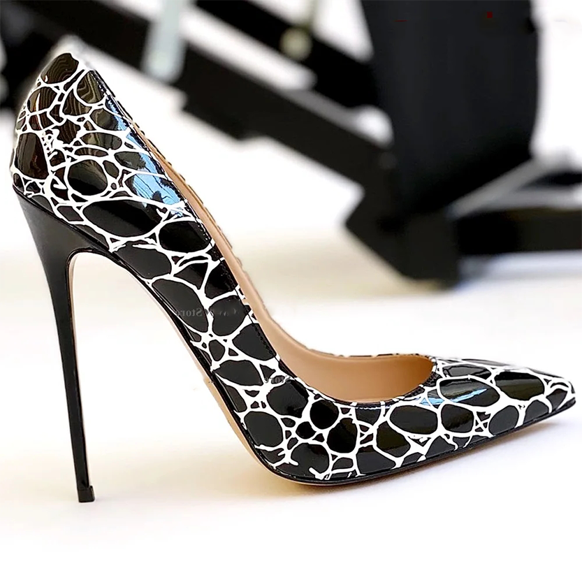 Funki Findz | Shoes | Women's Patent Leather Oval Pattern Stilettos