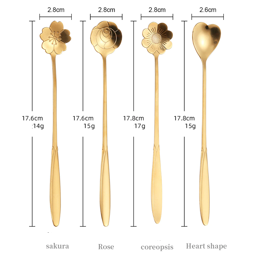 Funki Findz | Spoons |  Flower Spoons | Long Handle Spoons 4Pc