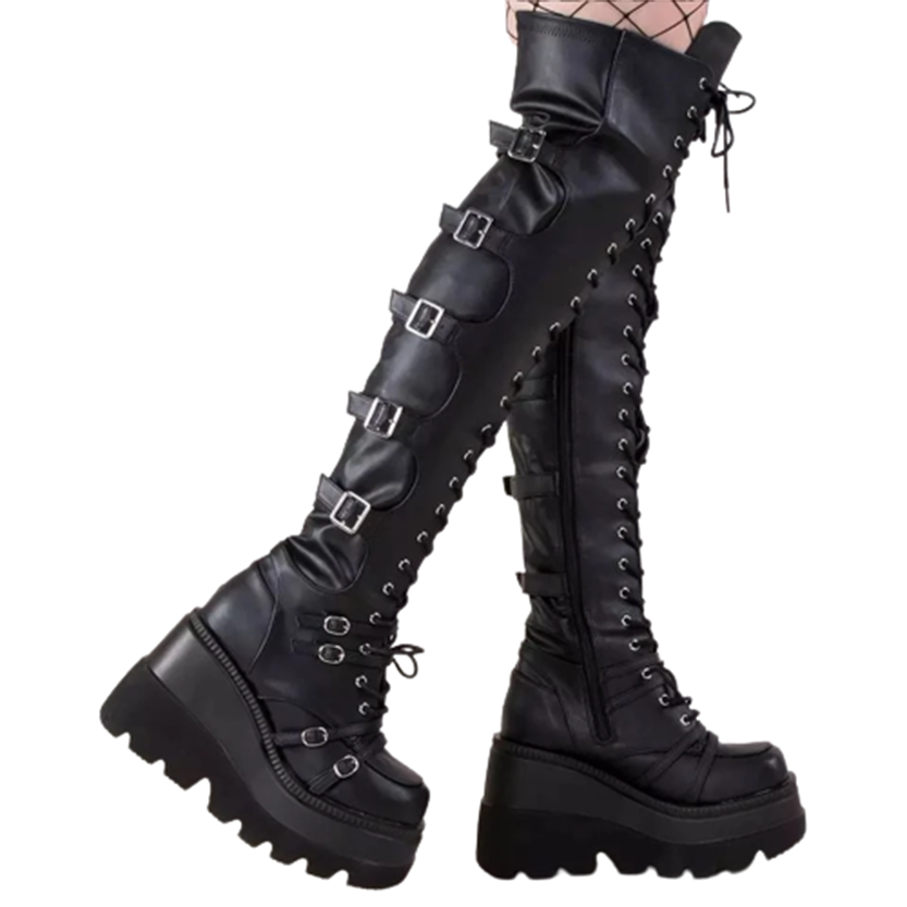 Funki Findz | Boots | Women's Gothic Over Knee Platform Boots