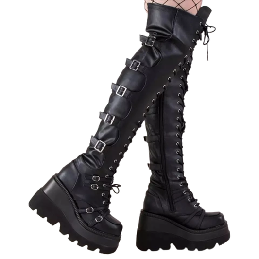 Funki Findz | Boots | Women's Gothic Over Knee Platform Boots