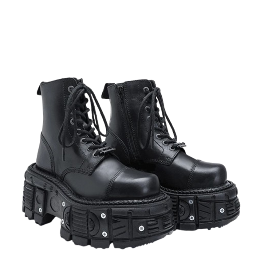 Funki Findz | Boots | Women's Leather Dark Punk Lace Up Boot