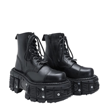 Funki Findz | Boots | Women's Leather Dark Punk Lace Up Boot
