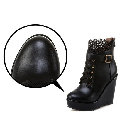 Funki Findz | Boots | Women's High Lace Top Wedge Ankle Boots