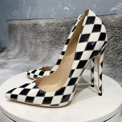 Funki Findz | Shoes | Women's Black and White Checkered Stilettos