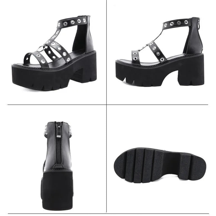 Funki Findz | Shoes | Women's Gothic Rivet Ring Platform Sandal