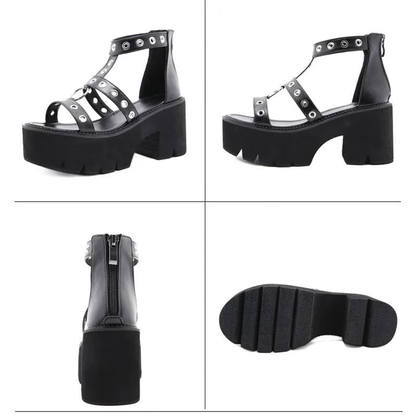 Funki Findz | Shoes | Women's Gothic Rivet Ring Platform Sandal