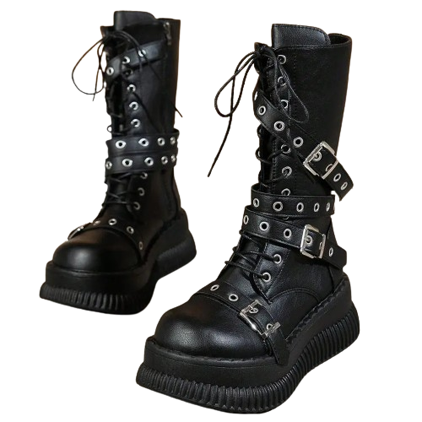 Funki Findz | Boots | Women's Gothic Mid-Calf Platform Boots