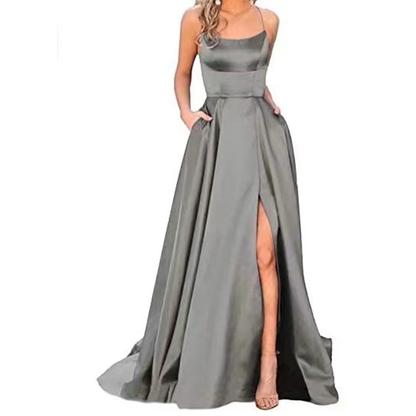 Funki Findz | Dresses | Women's Elegant Long Satin Prom Dress